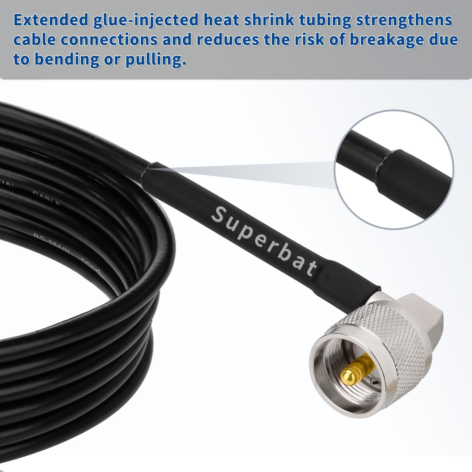 Superbat PL259 Cable 6ft Right Angle CB Coax Cable UHF PL-259 Male to Male RG58 Jumper 50 ohm for CB Radio Ham Radio Antenna Analyzer Tuner SWR Meter - Image 5