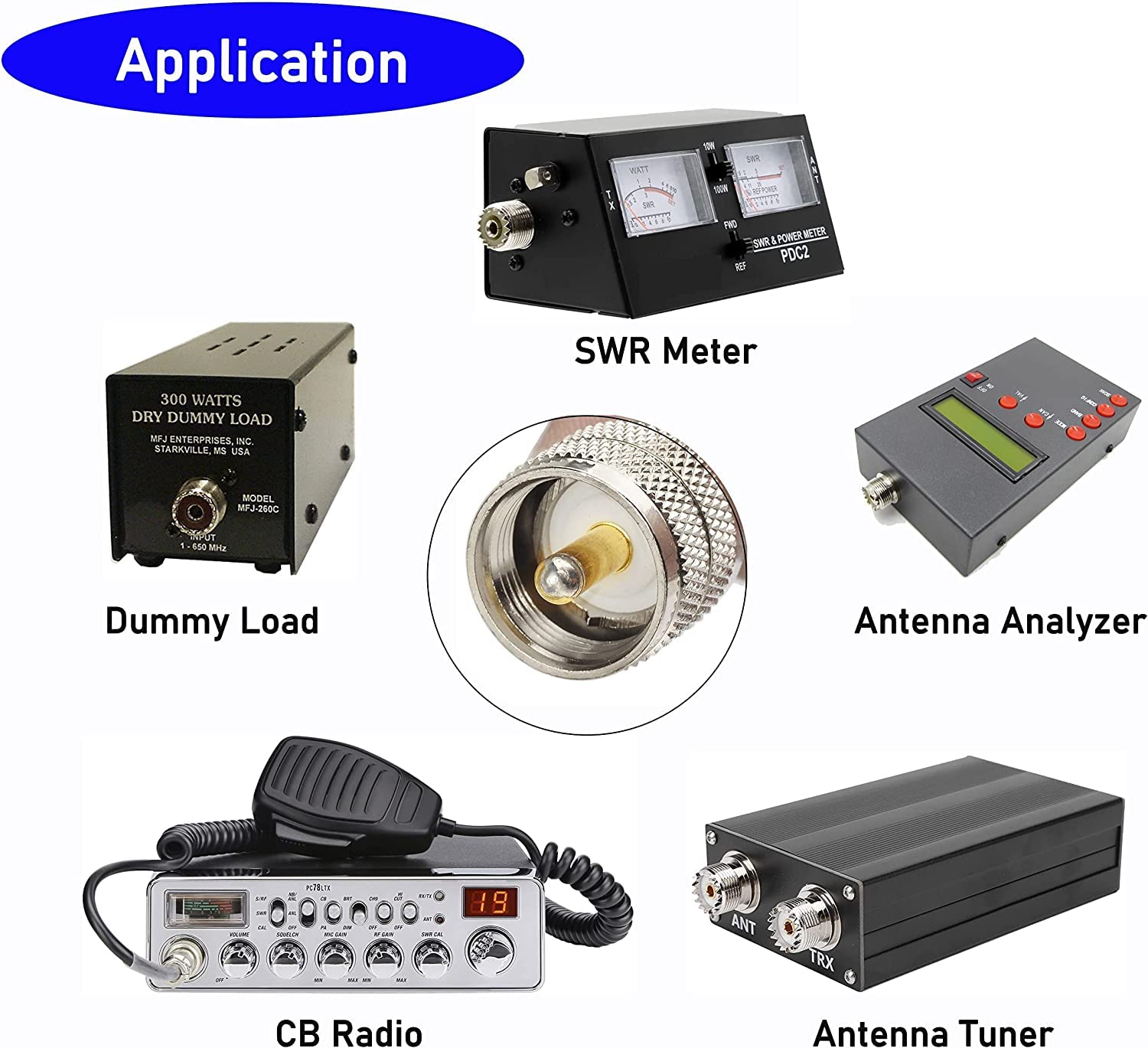 Superbat RG8x Jumper Cable 3ft UHF Male PL259 to PL259 CB Coax Cable 50 Ohm for CB Radio HAM VHF Radio Tuner Dummy Load SWR Meter Antenna Analyzer 2-Pack - Image 5