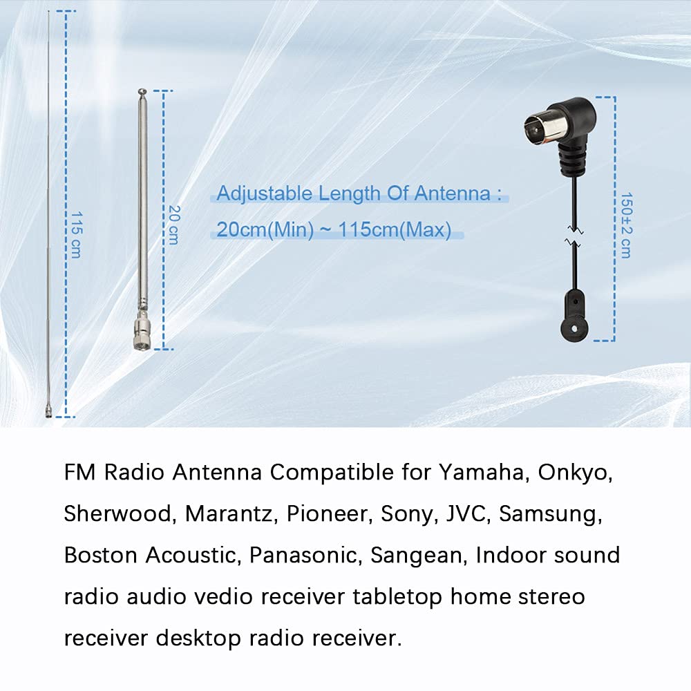 Superbat Telescopic FM Antenna for Stereo Receiver Indoor, FM Radio Antenna 75 Ohm UNBAL for Yamaha Onkyo Denon Table Top Home Theater Receiver Radio Receiver Antenna Tuner - Image 5